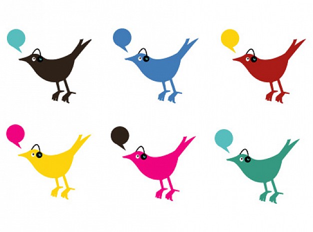 Colorful Twitter Birds in different color pack