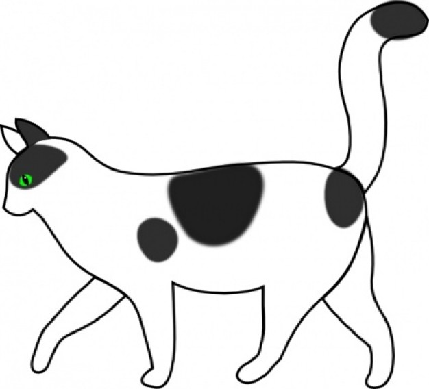 White Cat with green eyes Walking clip art