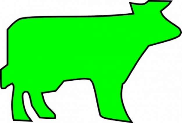 green Farm Animal bull Outline clip art