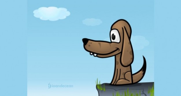 original Puppy dog illustrator vector with blue sky and cloud background