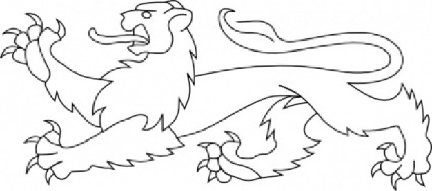 ornamental lion side view outline with white background