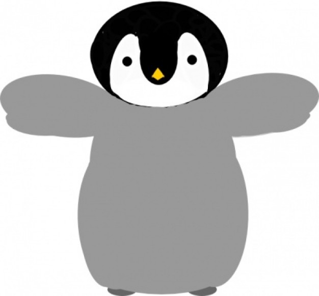 Penguin with gray cloth doodle clip art