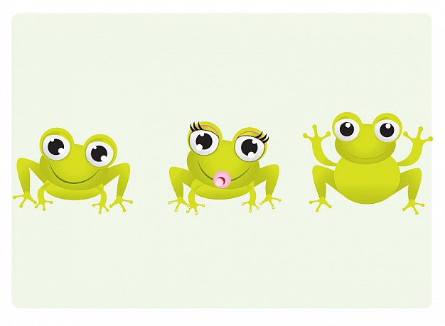 three cute Little Frogs