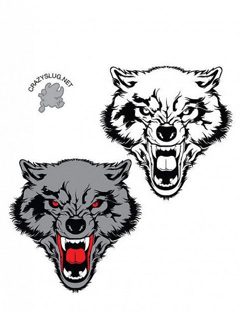 black and white Wolf heads