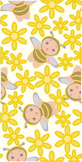 pattern material with Cute bee flower background