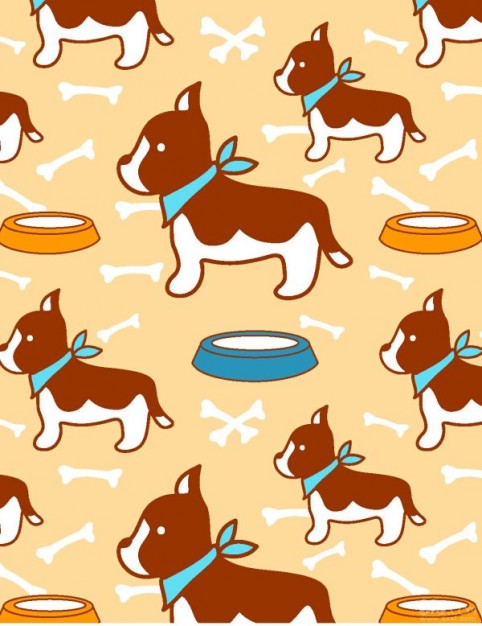 pattern vector  with Tile cute dogs and plates