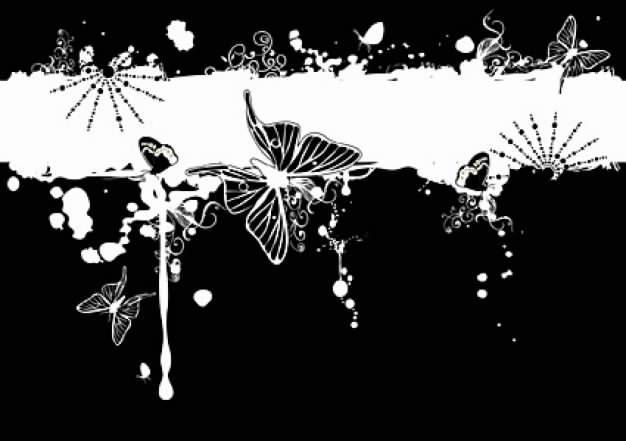 Fashion pattern and the Butterfly with black background