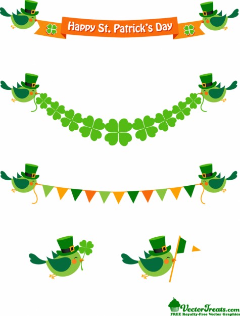 St. Patrick's garlands with couple bird for win celebration