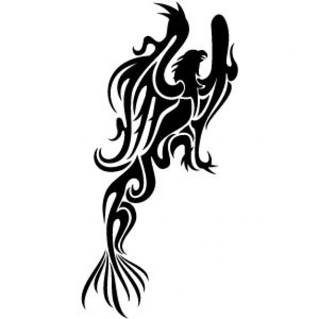 Phoenix Bird Vector in black and white