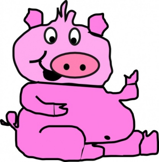 cute Laughing fat Pig clip art