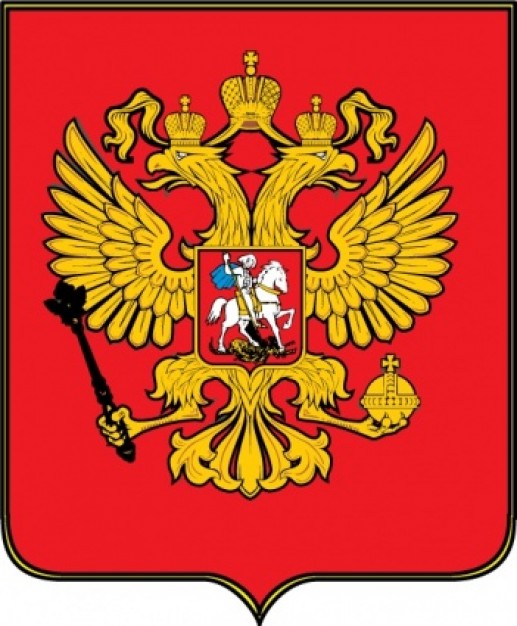 Russian federation emblem with red background