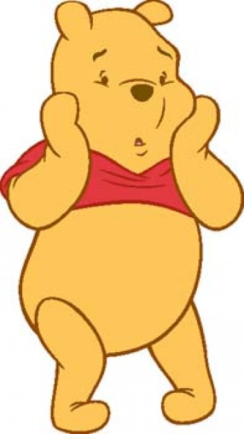 Pooh bear with sad expression cartoon