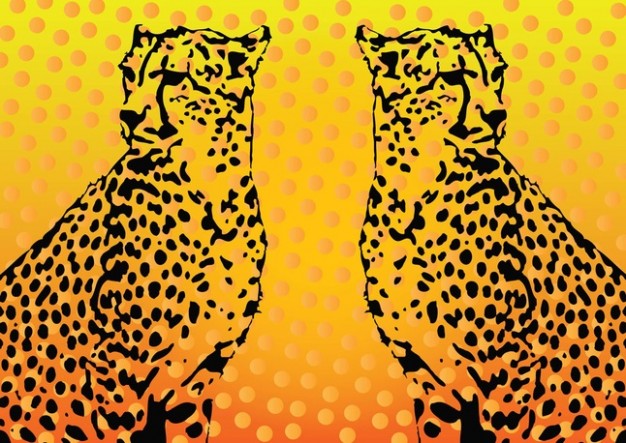 couple Leopard with golden and spots background