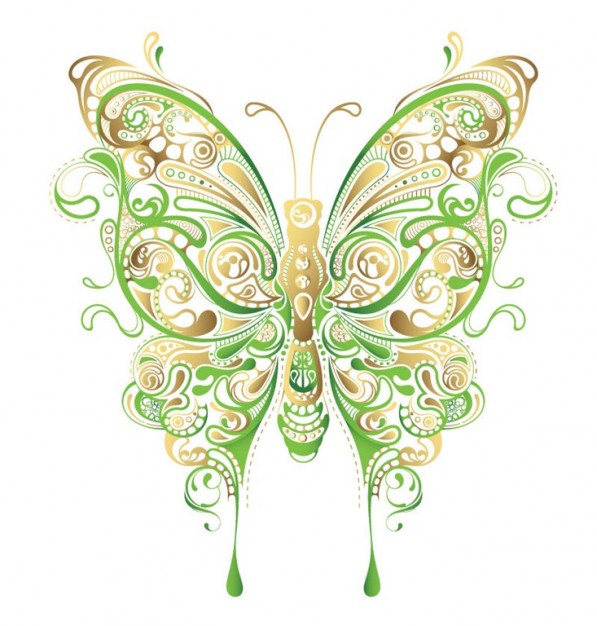 abstract floral butterfly art with white background