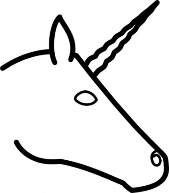 Unicorn Head Profile doodle clip art