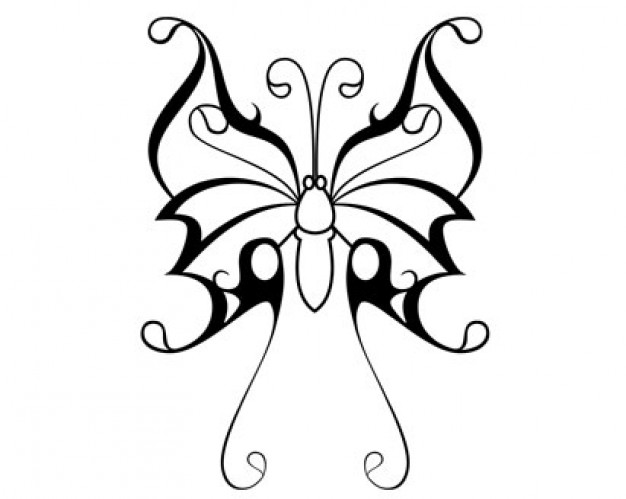 simple butterfly ornament outline with white background