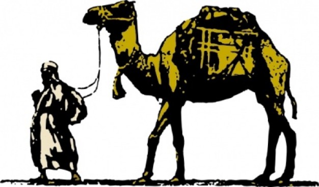 Egyptian holding up Camel clip art