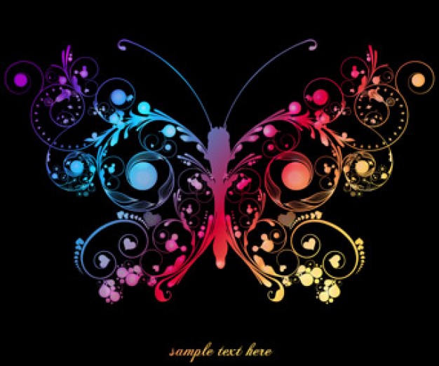 Abstract floral butterfly with black background