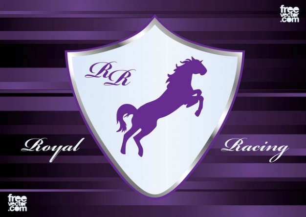 Racing horse in Emblem Vector with purple background