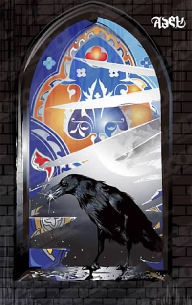 Raven Vector material on the windowsill with sun llight