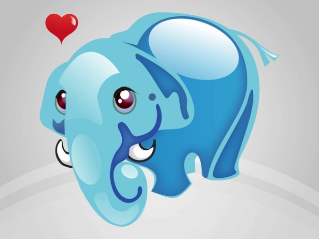 Adorable elephant romantic cartoon with gray background