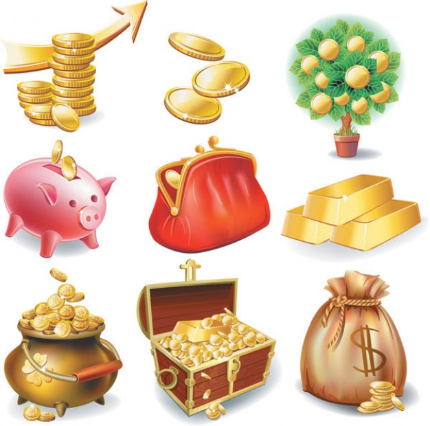 commercial and financial icon material like golden coin