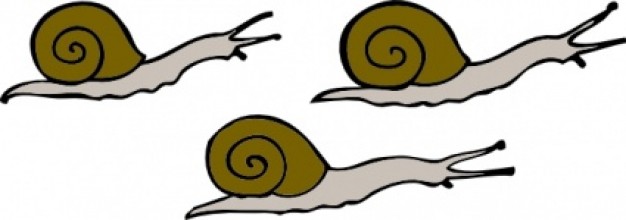 three Snails crawling clip art