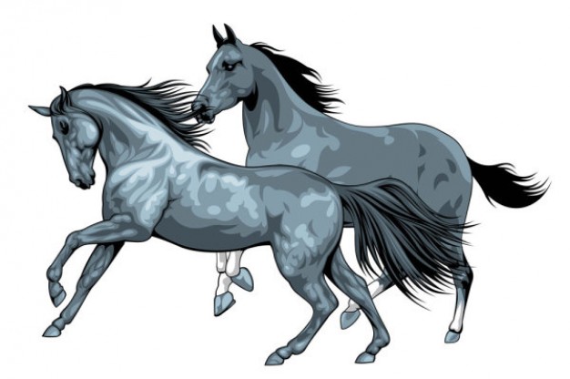 running Horse pair clipart vector material