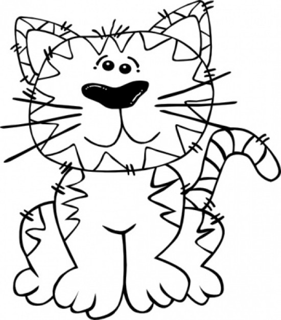 cute Cartoon Cat Sitting doodle clip art