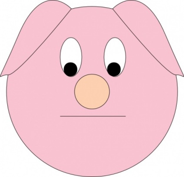 sad pink piggy clip art with White background