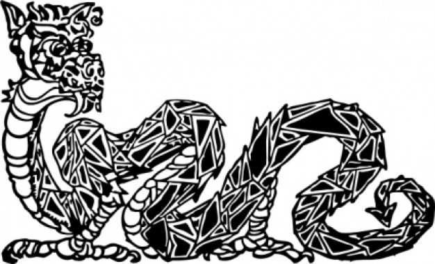 scaly dragon clip art with white background