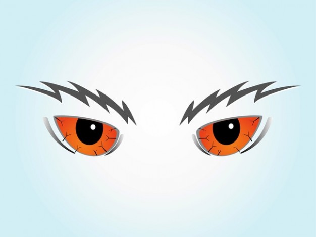 Scary cartoon evil eyes and eyebrows vector