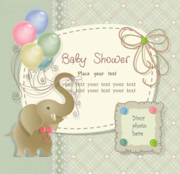 scrapbook card with balloon and elephant on baby shower