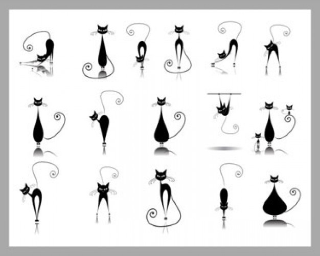 Elegance black cat silhouette collections Vector Illustratio