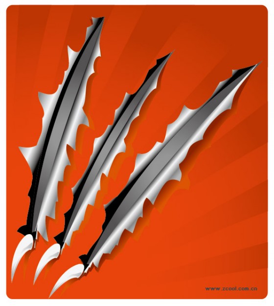 Sharp claws over red paper vector material