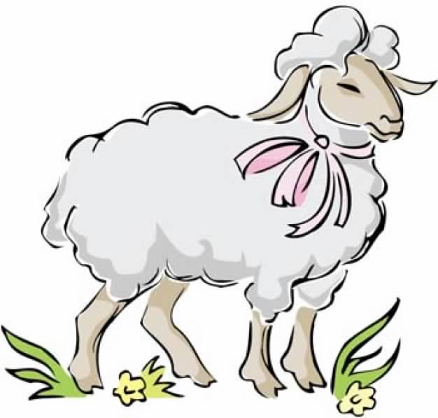 Sheep clip art with ribbon in side view