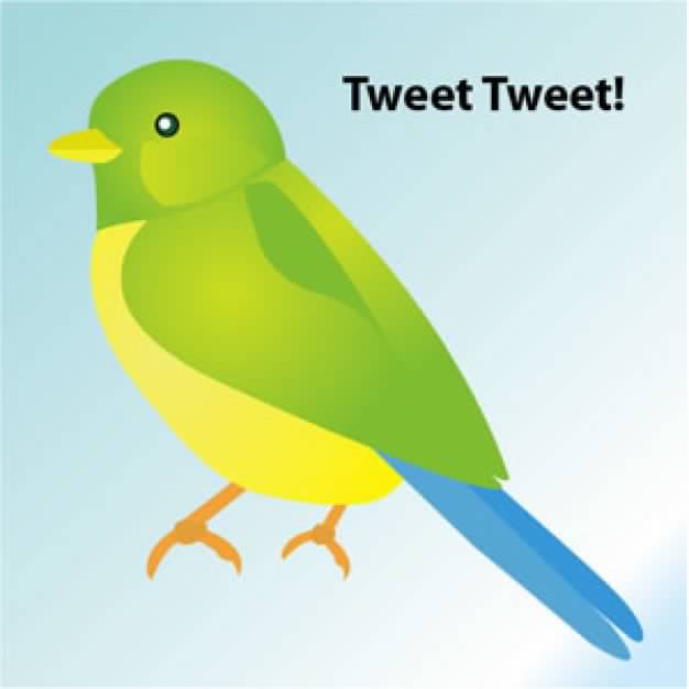 Simple Bird with tweet sign in side view