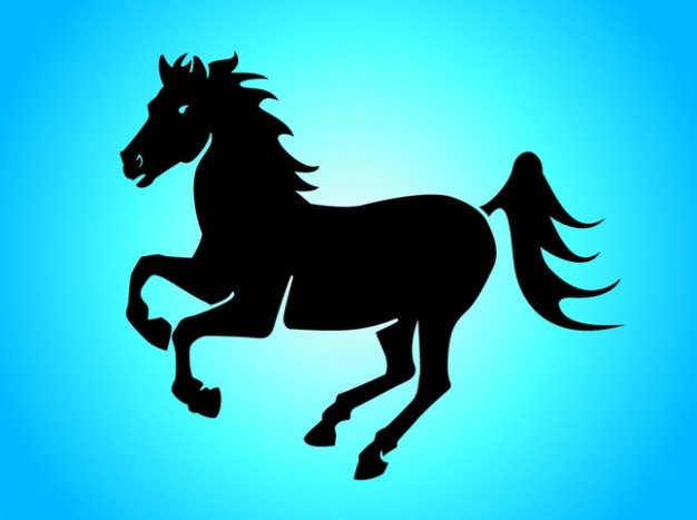 Simple horse graphic design element over blue background