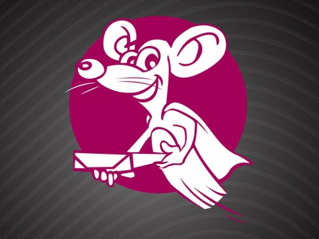 Smiling mouse cartoon character in pink circle logo vector