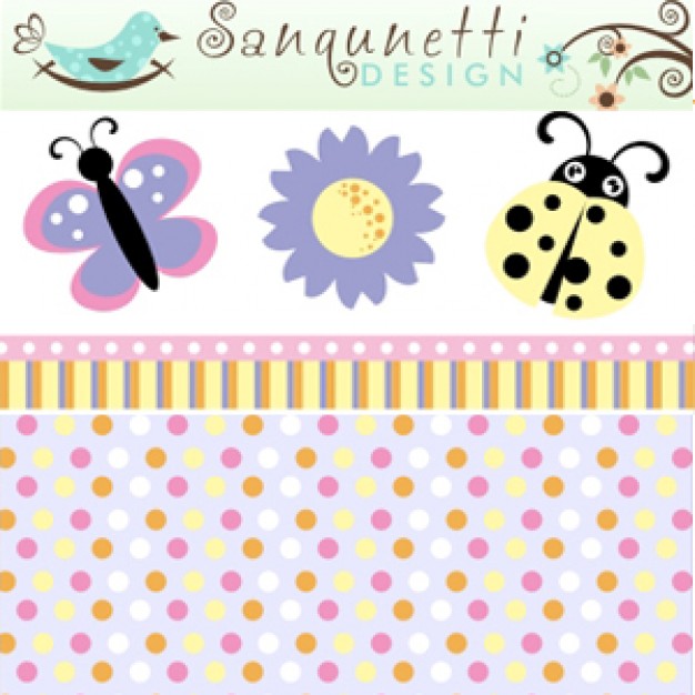 Spring Pack with bird butterfly ladybug flower