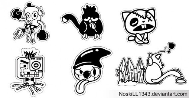 stiker art character in black and white