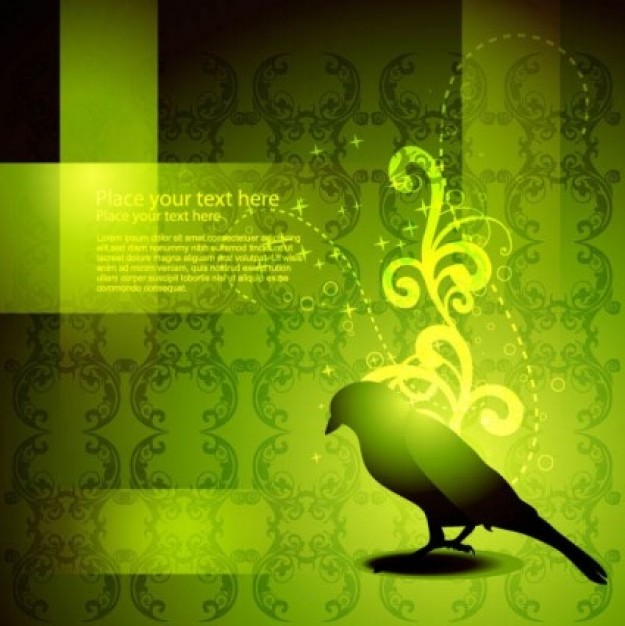 stylish elegant pattern background green bird smart bright light wave line