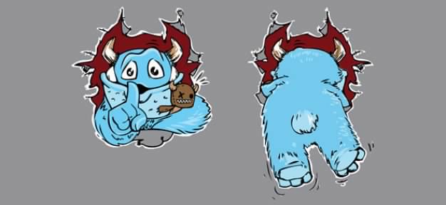 sweet monster vector illustration in front and back view