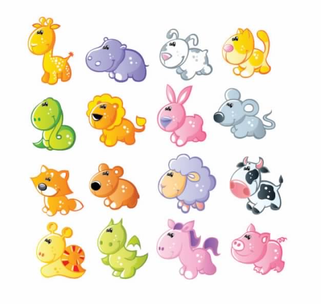 swollen animals cartoons with Lion Horse Cow Mouse Pig