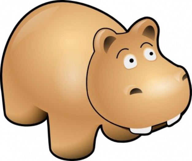 brown hippo with big teeth