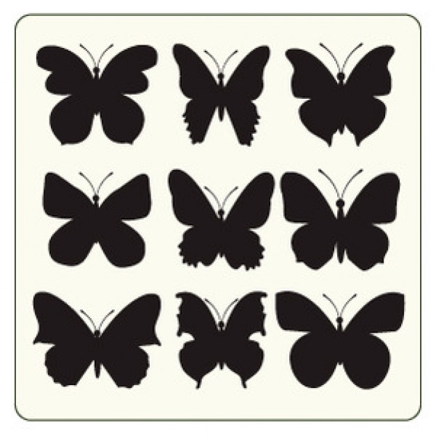 silhouette Butterflies pack on white background