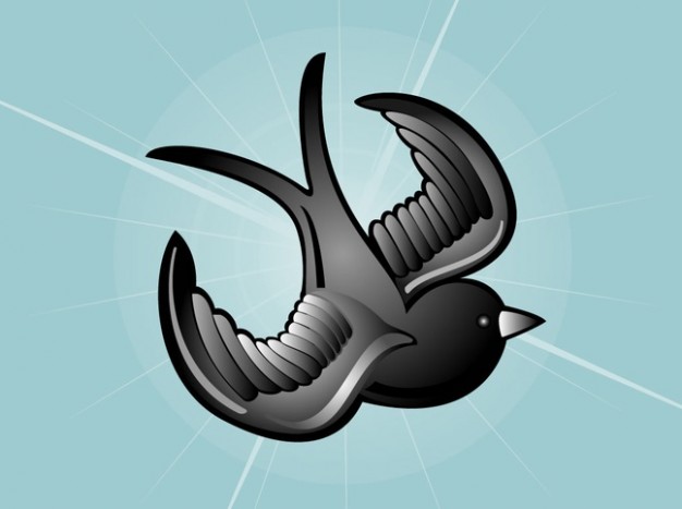 Tattoo beautiful bird vector over light blue background