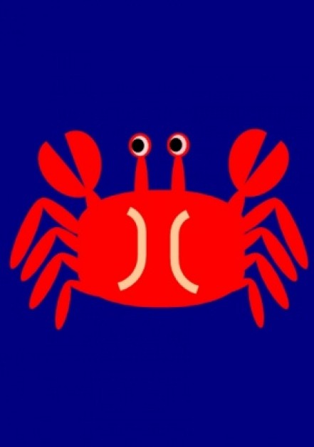 red crab cartoon with blue background