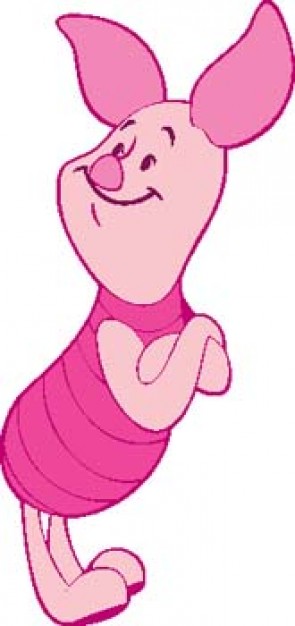 cute pink Piglet with his arms folded across his chest