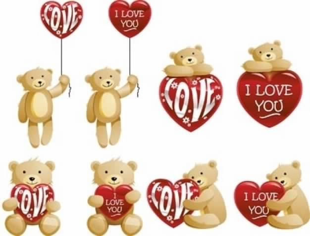Teddy bears with Hearts signed love
